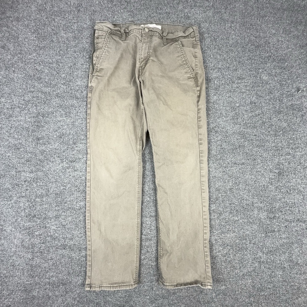 Signature Levi Strauss & Co S67 Athletic Jeans Mens 32x28 Beige Straight Denim